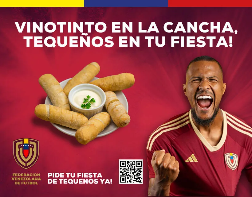 Federación Venezolana de Fútbol and Tequeños joint ad campaign artwork