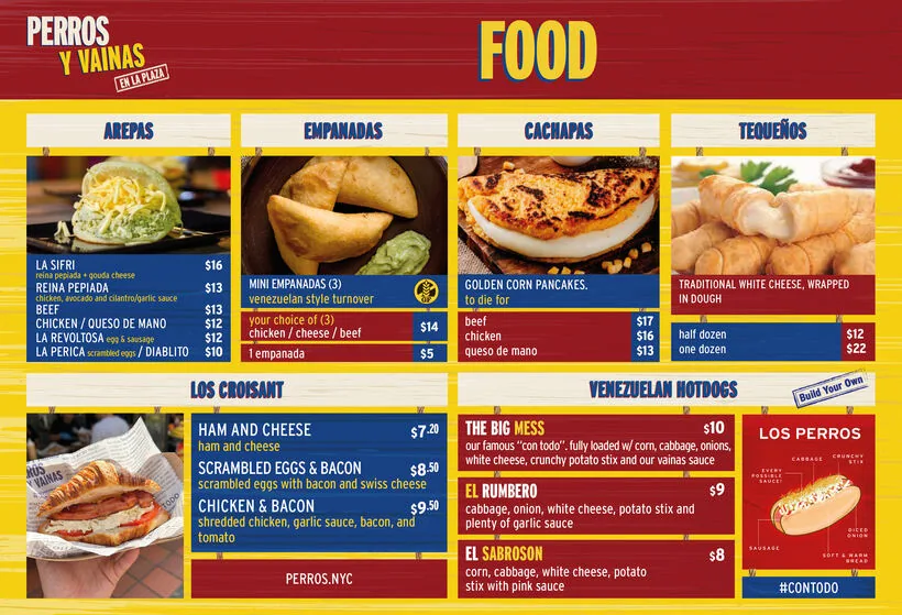 Perros y Vainas food menu board design