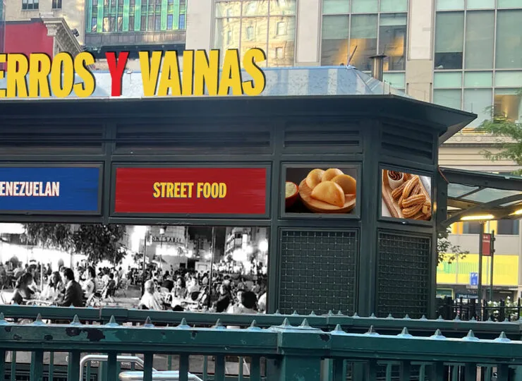 Perros y Vainas kiosk and subway signage concept render